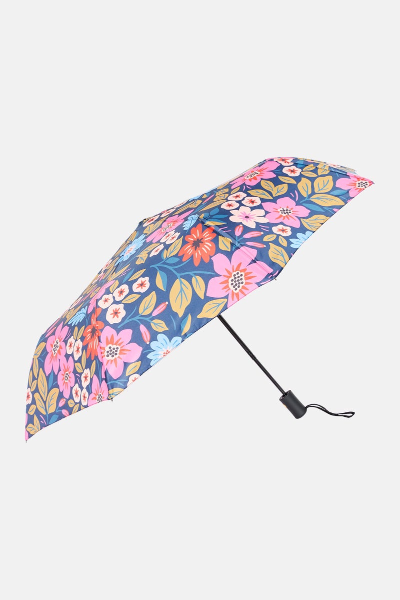 Classic Floral Printed Umbrella, Navy Combo