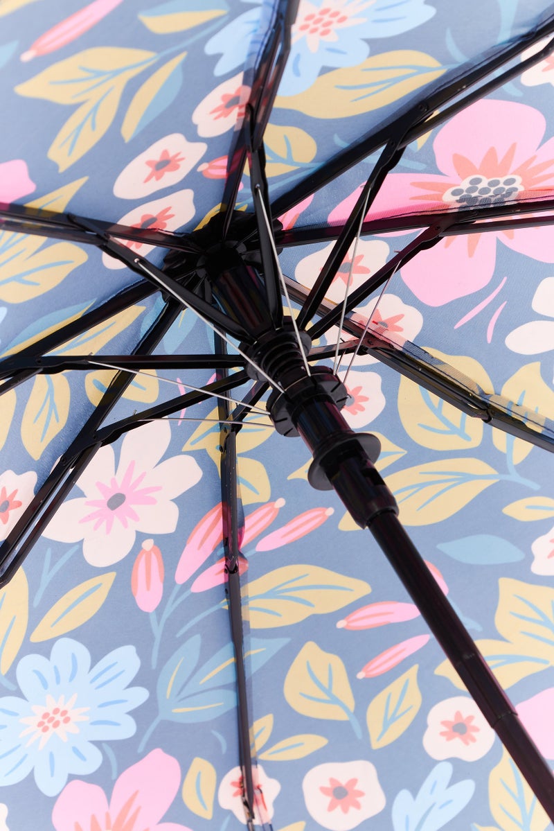 Classic Floral Printed Umbrella, Navy Combo