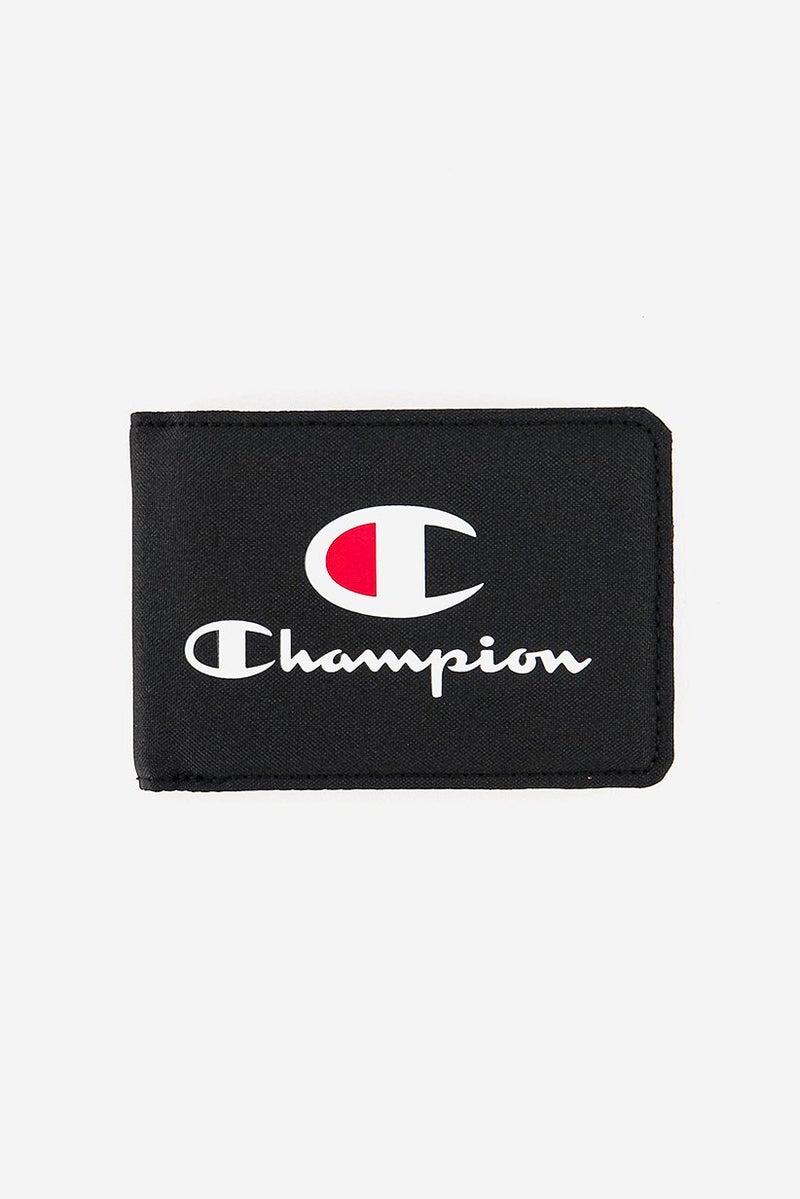 Men Brand Logo Bifold Wallet, Black