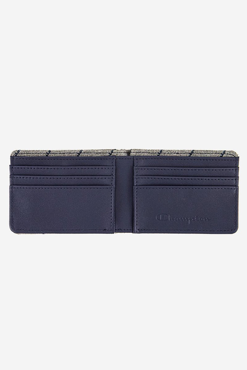 Men Asher Bifold Wallet, 11 L x 8.5 H x 1 W cm. Grey and Navy