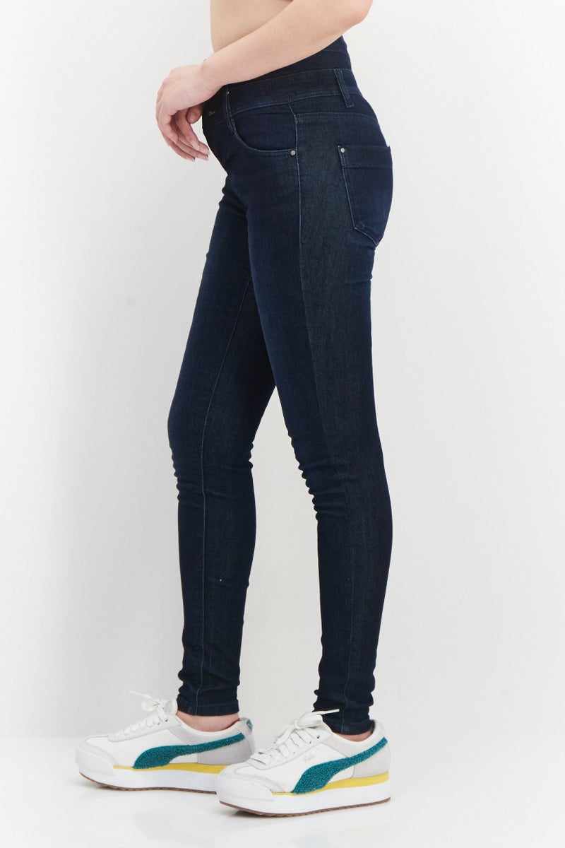 Women Slim Fit Dark Stretchable Denim, Navy Blue