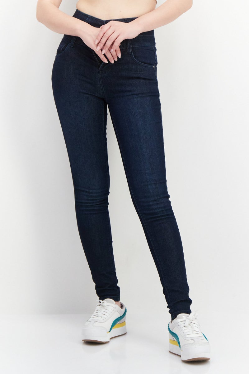 Women Slim Fit Dark Stretchable Denim, Navy Blue