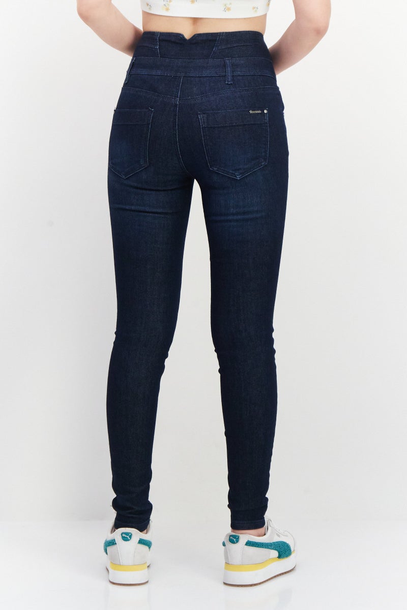 Women Slim Fit Dark Stretchable Denim, Navy Blue