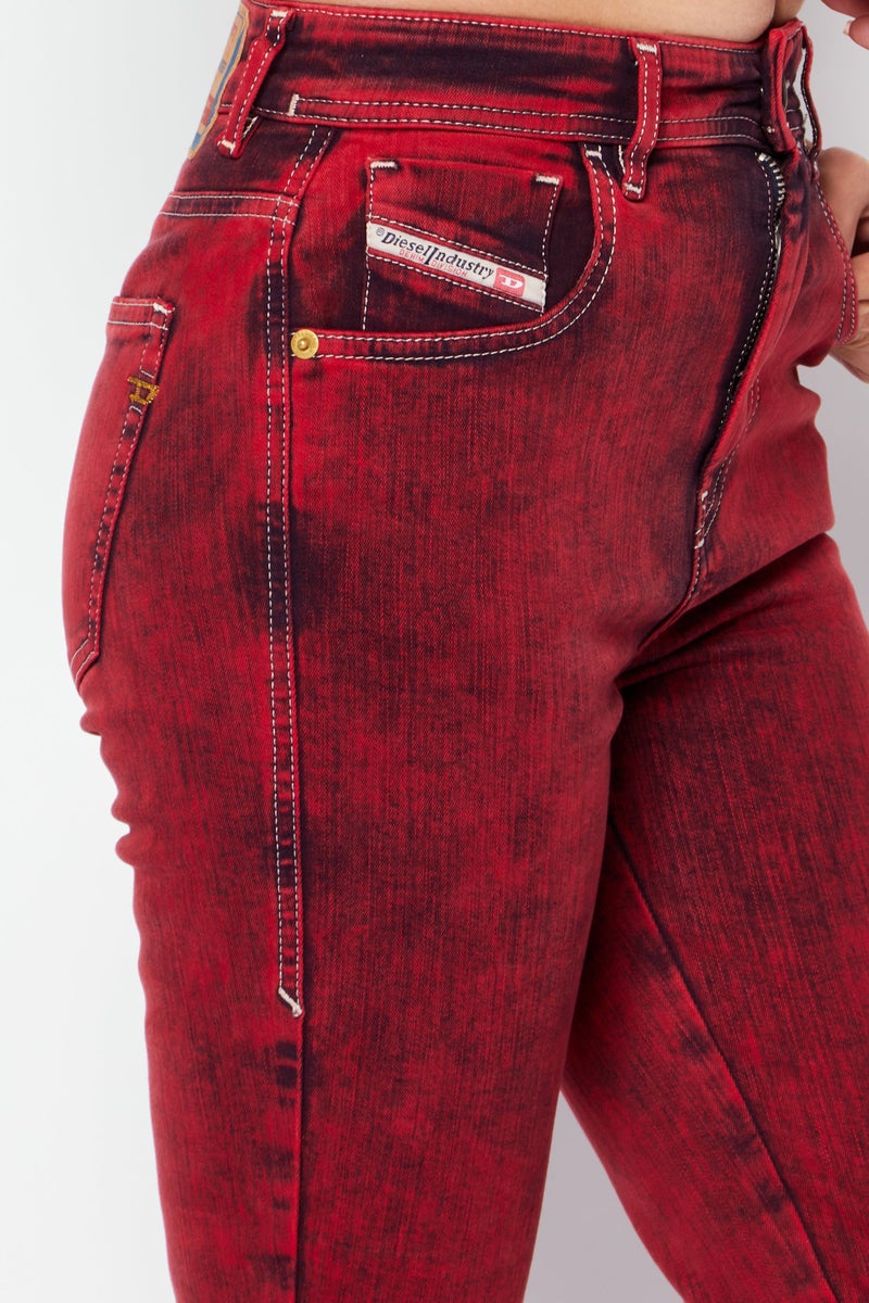 Women D-Slandy Skinny Fit Washes Stretchable Jeans, Red