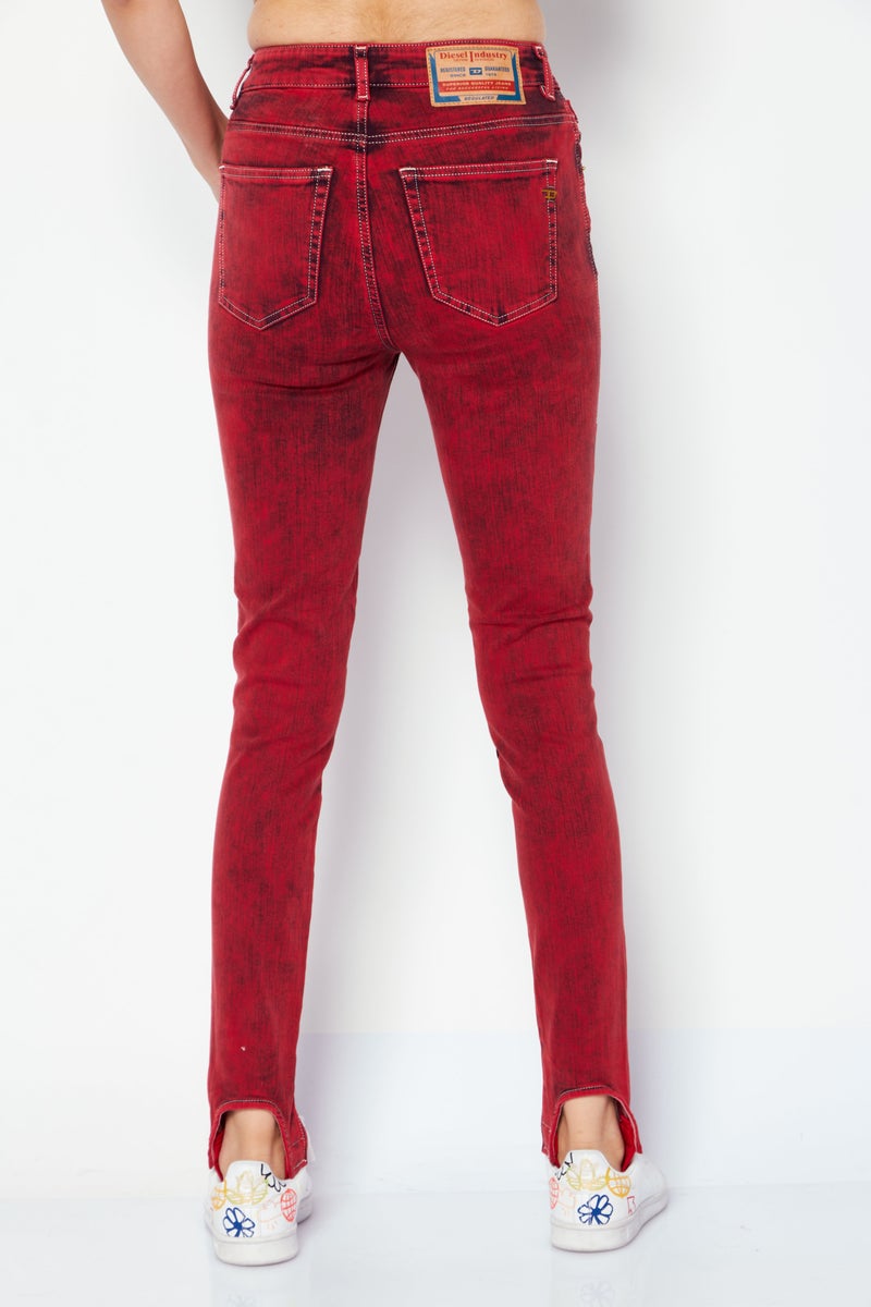 Women D-Slandy Skinny Fit Washes Stretchable Jeans, Red