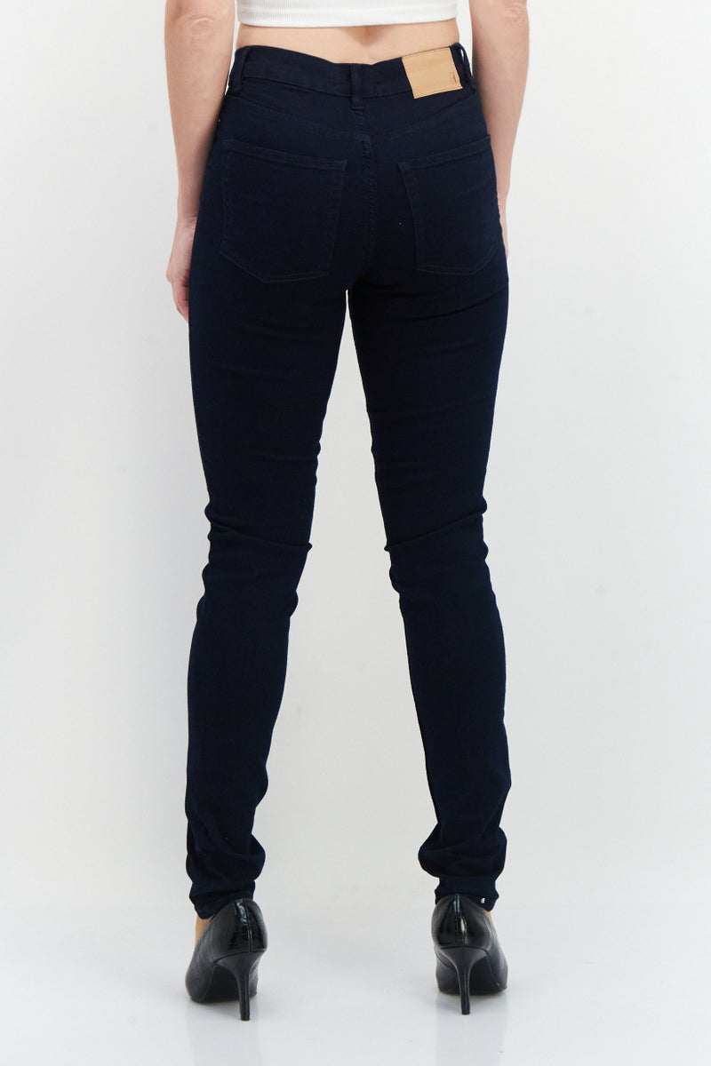 Women Skinny Fit Solid Stretchable Denim Jeans, Indigo Blue