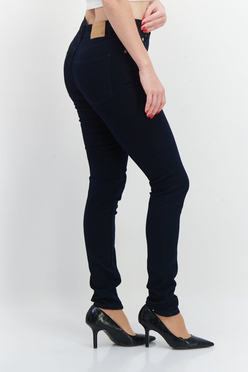 Women Skinny Fit Solid Stretchable Denim Jeans, Indigo Blue