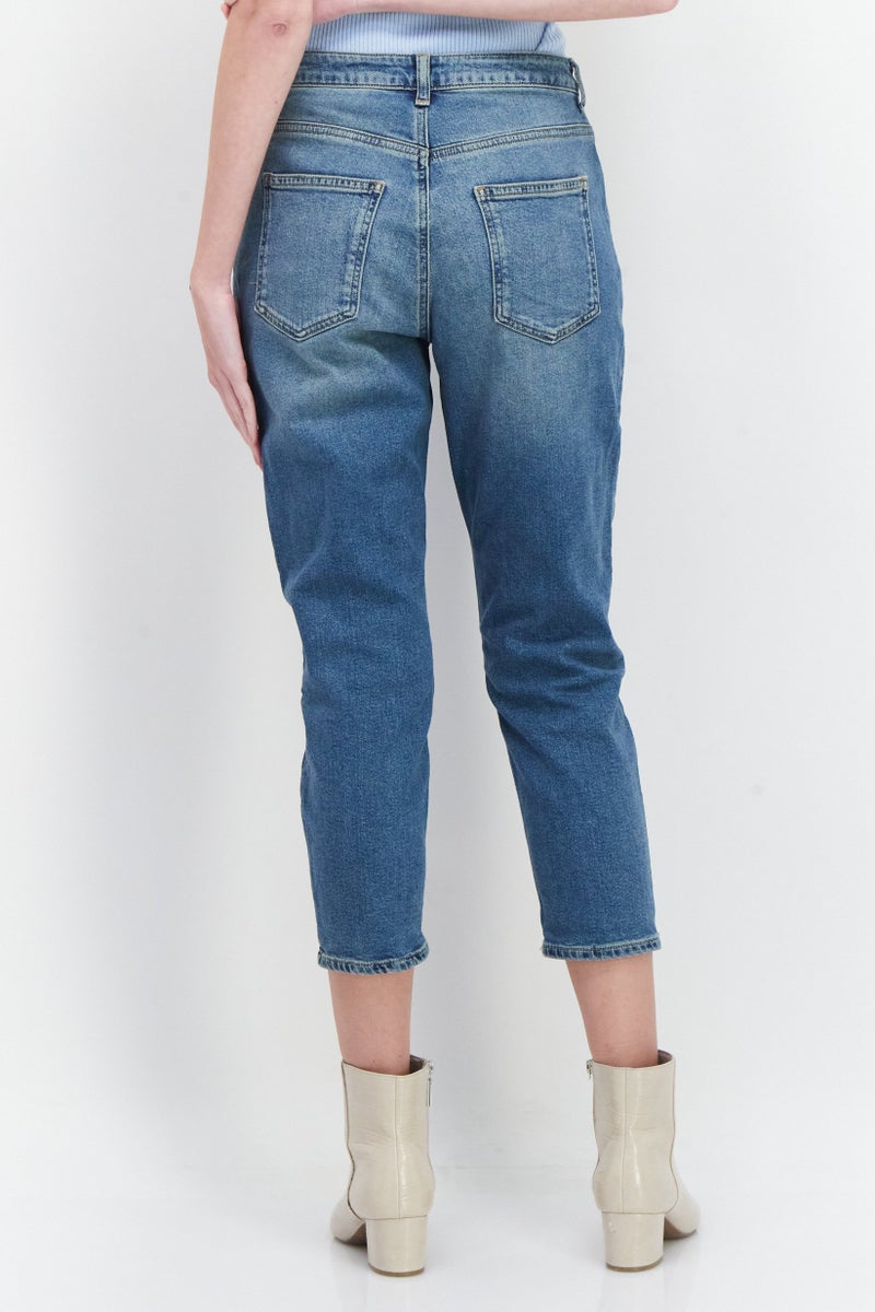 Women Petite Fit Washed Stretchable Jeans, Blue