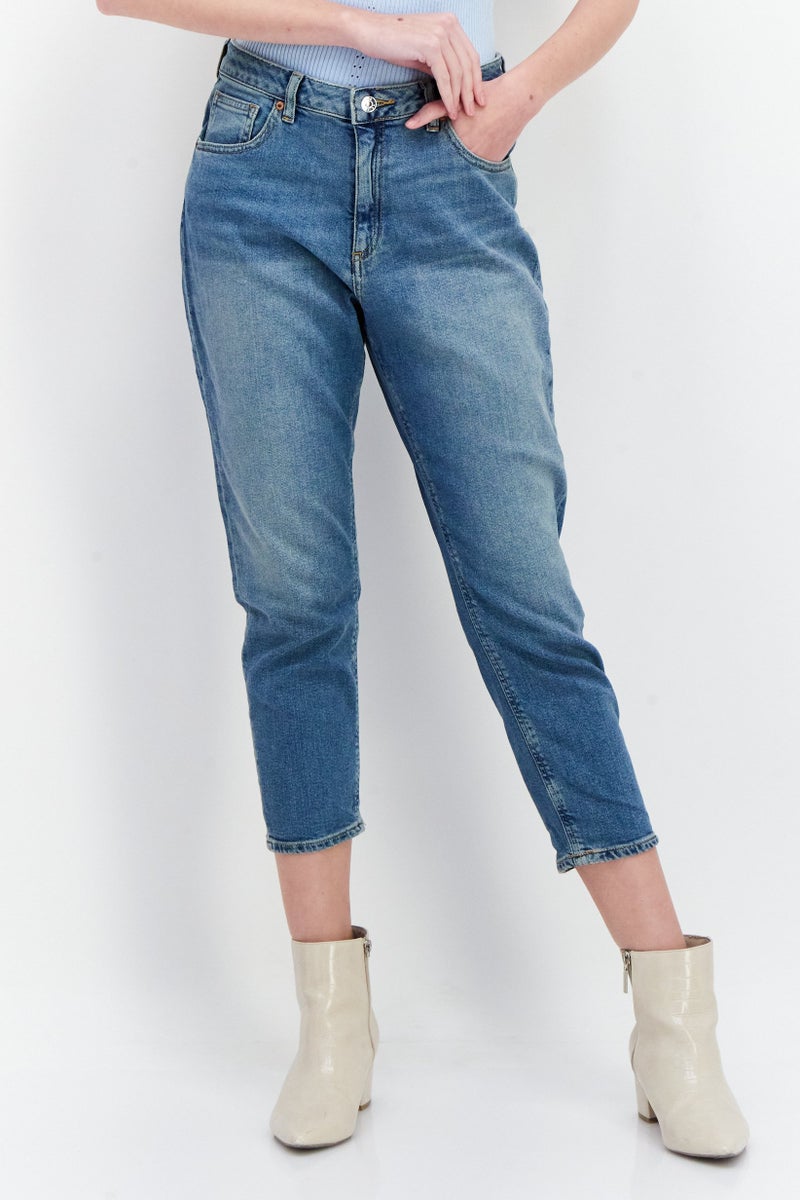 Women Petite Fit Washed Stretchable Jeans, Blue