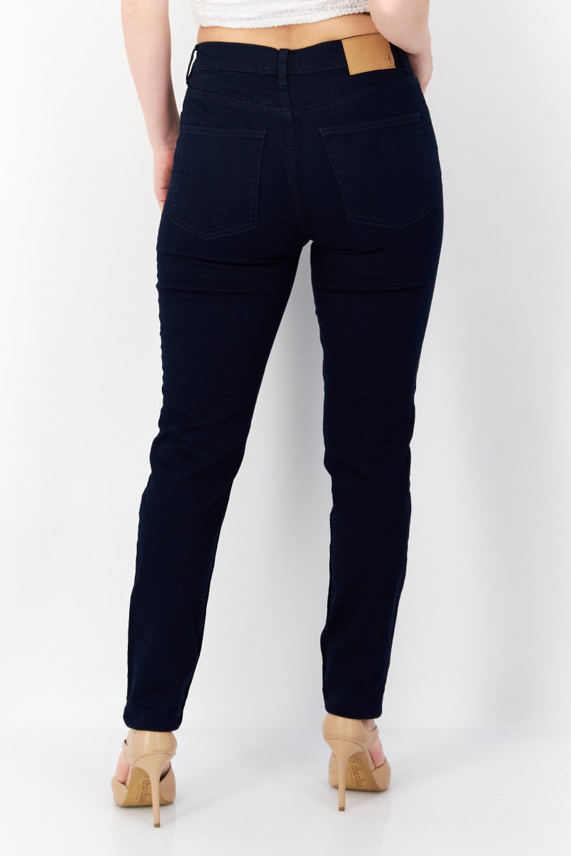 Women Skinny Fit Solid Stretchable Denim Jeans, Navy Blue