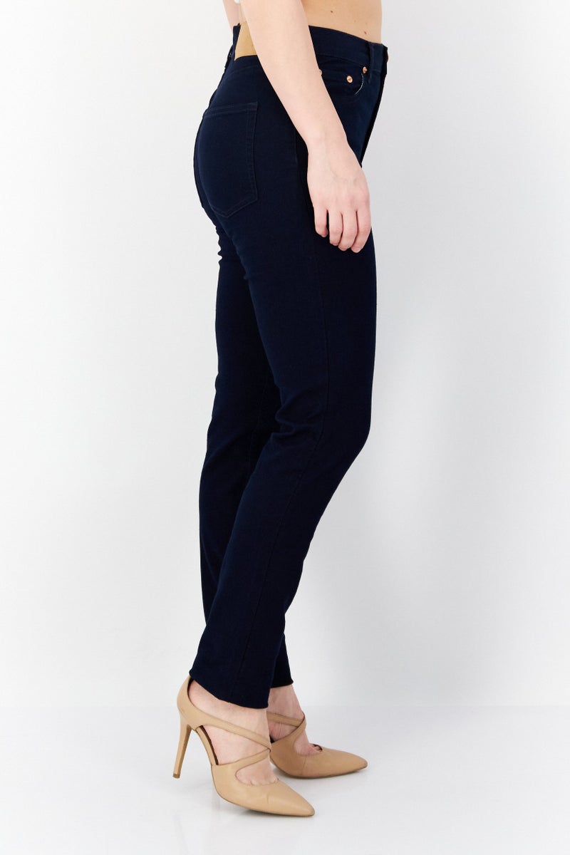 Women Skinny Fit Solid Stretchable Denim Jeans, Navy Blue