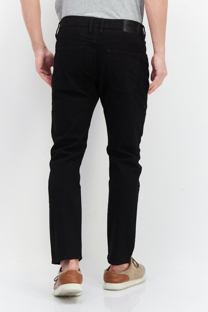 Men Slim Fit Washed Denim Jeans, Black