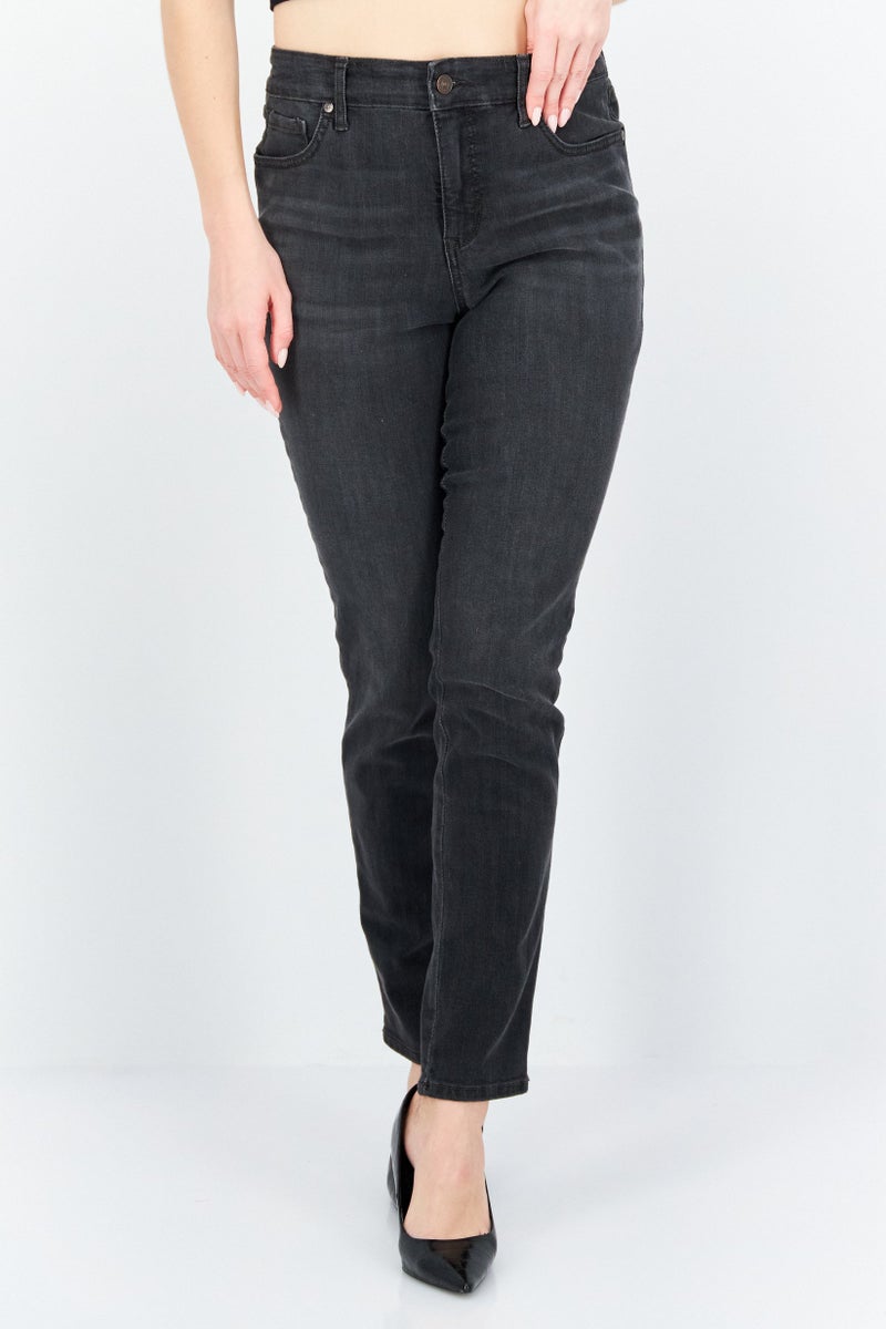 Women Skinny Fit Washed Stretchable Denim Jeans, Black