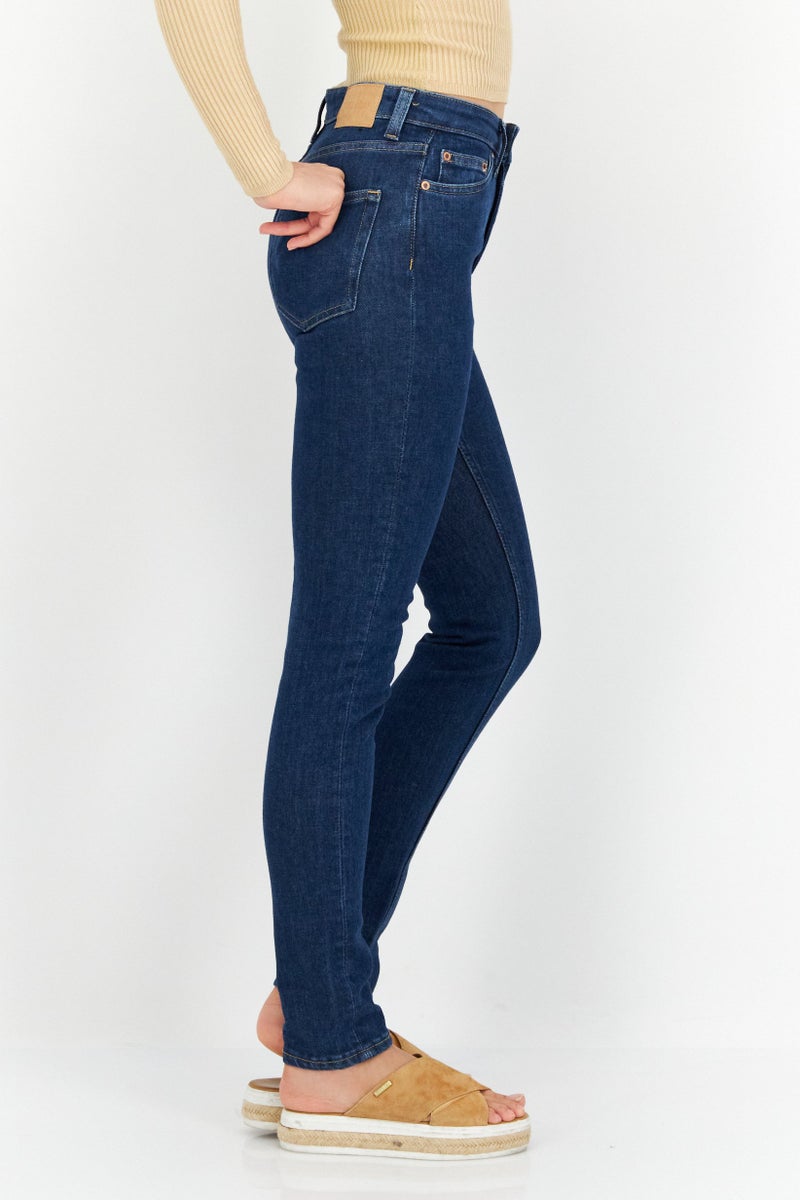 Women Skinny Fit Washed Stretchable Denim Jeans, Blue