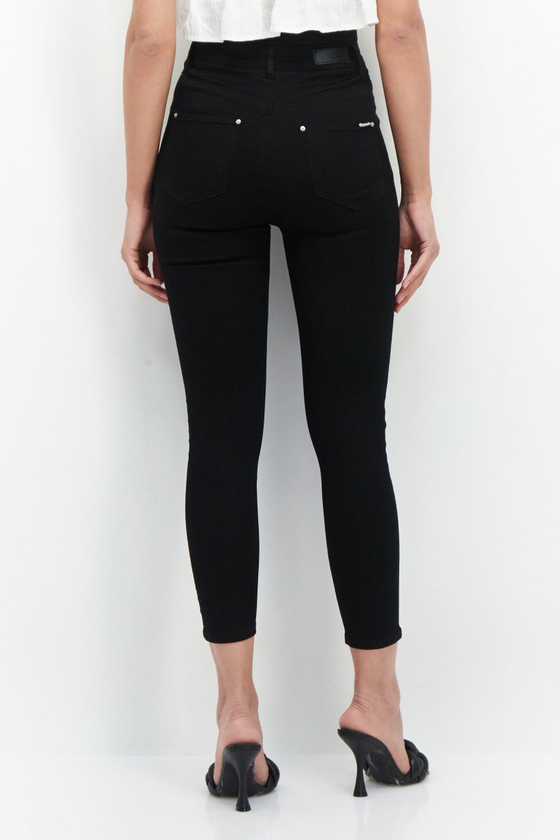 Women Slim Fit Solid Stretchable Jeans, Black