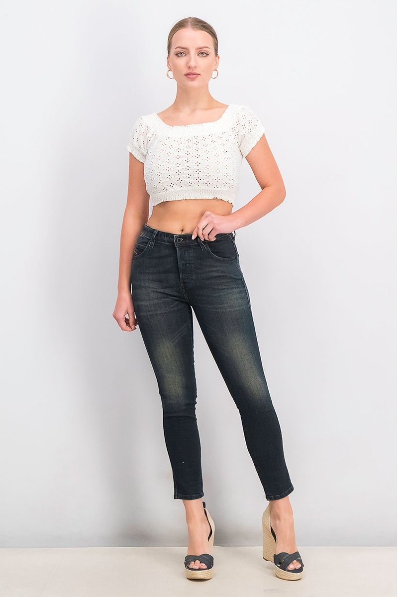 Women Slim Fit Stretchable Denim Jeans, Washed Navy