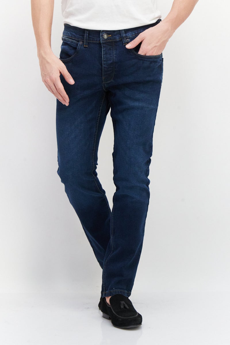 Men Slim Fit Plain Stretchable Jeans, Blue