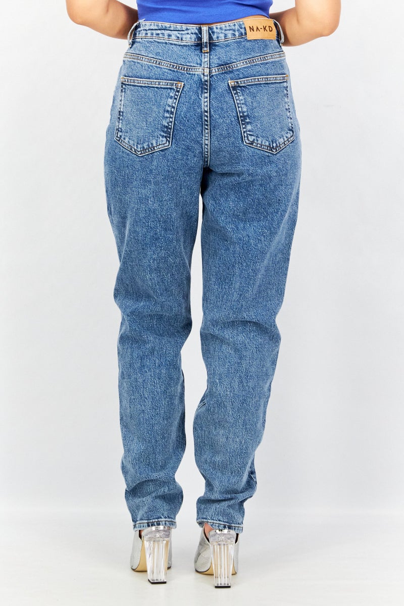 Women Regular Fit Washed Non Stretchable Denim Jeans, Blue