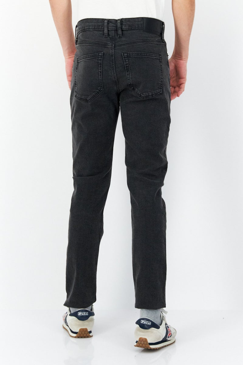 Men Slim Fit Washed Stretchable Denim Jeans, Black