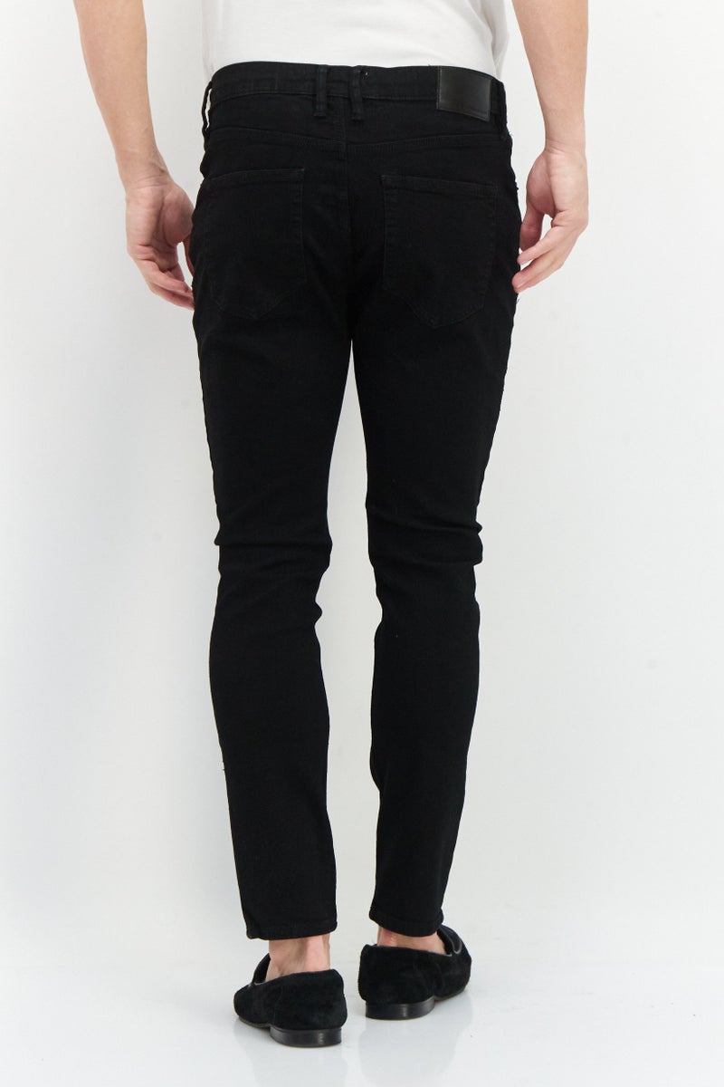 Men Skinny Fit Plain Stretchable Jeans, Black