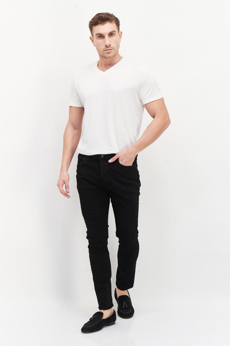 Men Skinny Fit Plain Stretchable Jeans, Black