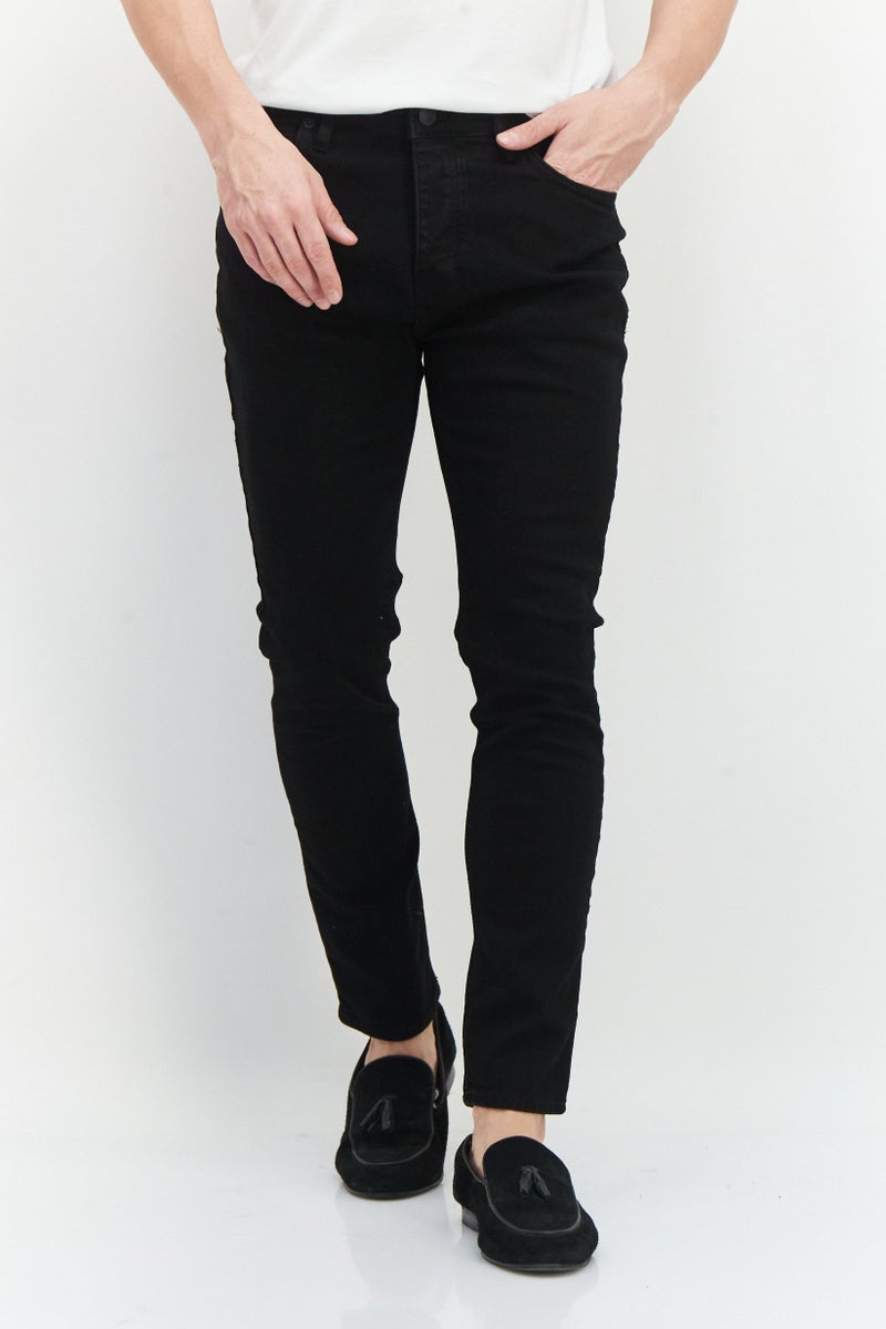 Men Skinny Fit Plain Stretchable Jeans, Black