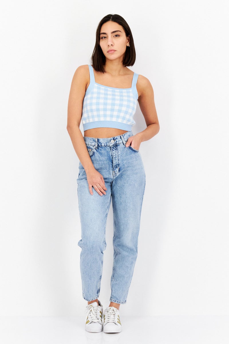 Women Mom Fit Wash Non-Stretchable Denim, Blue