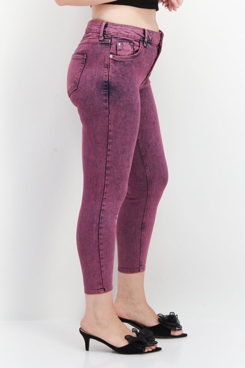 Women Regular Fit Washed Stretchable Jeans, Purple