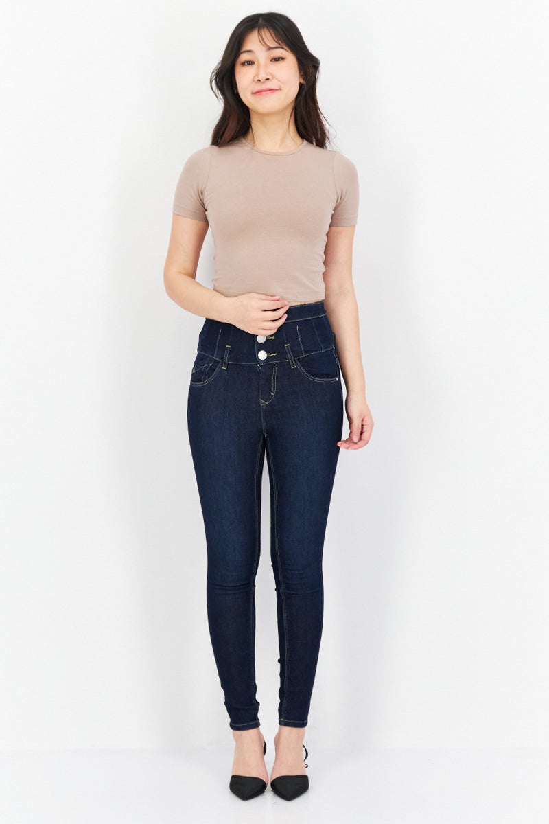 Women Slim Fit Washed Stretchable Denim Jeans, Blue