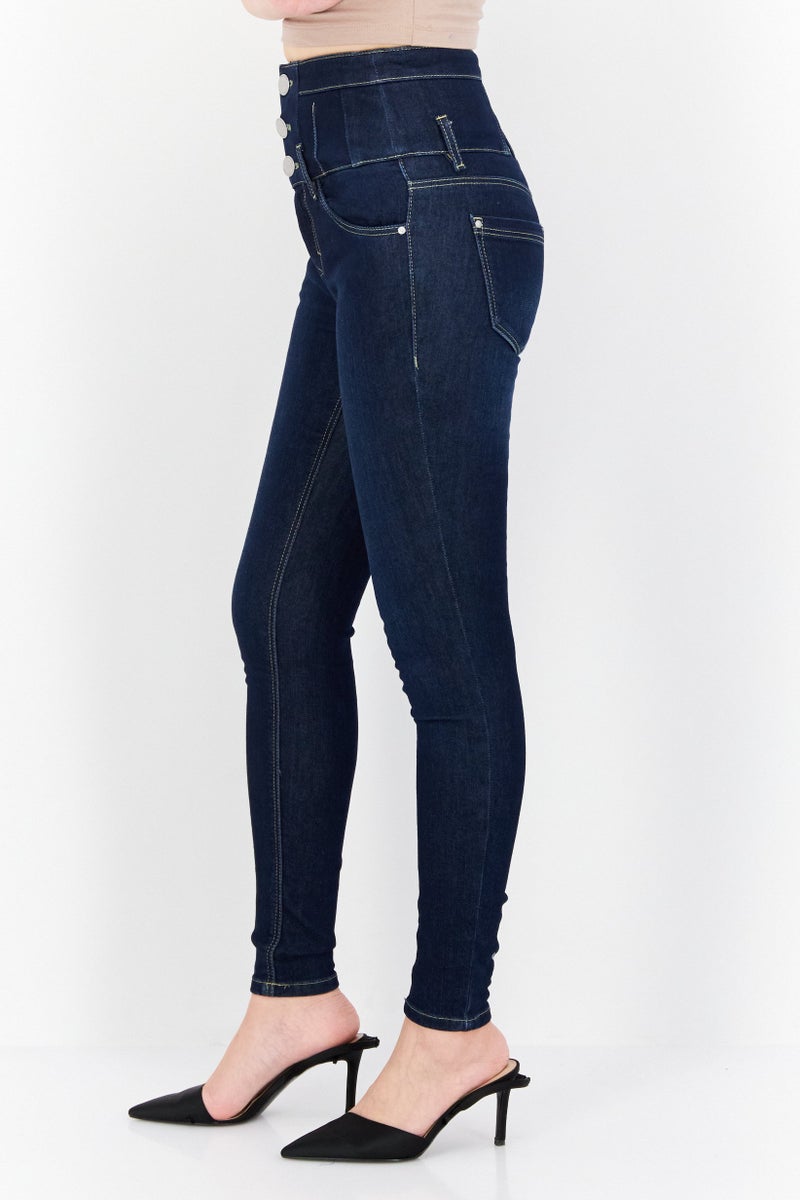 Women Slim Fit Washed Stretchable Denim Jeans, Blue