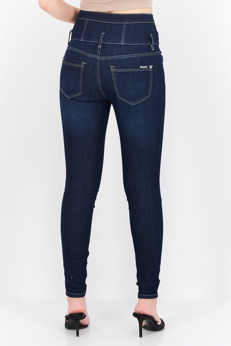 Women Slim Fit Washed Stretchable Denim Jeans, Blue
