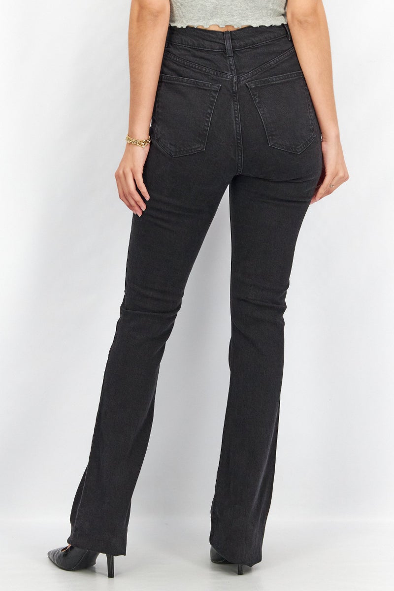 Women Regular Fit Washed Stretchable Denim Jeans, Black