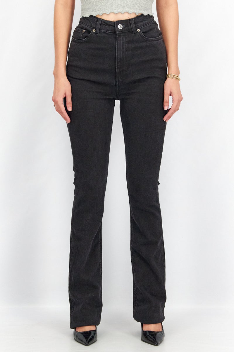 Women Regular Fit Washed Stretchable Denim Jeans, Black