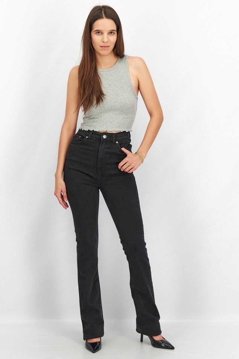 Women Regular Fit Washed Stretchable Denim Jeans, Black
