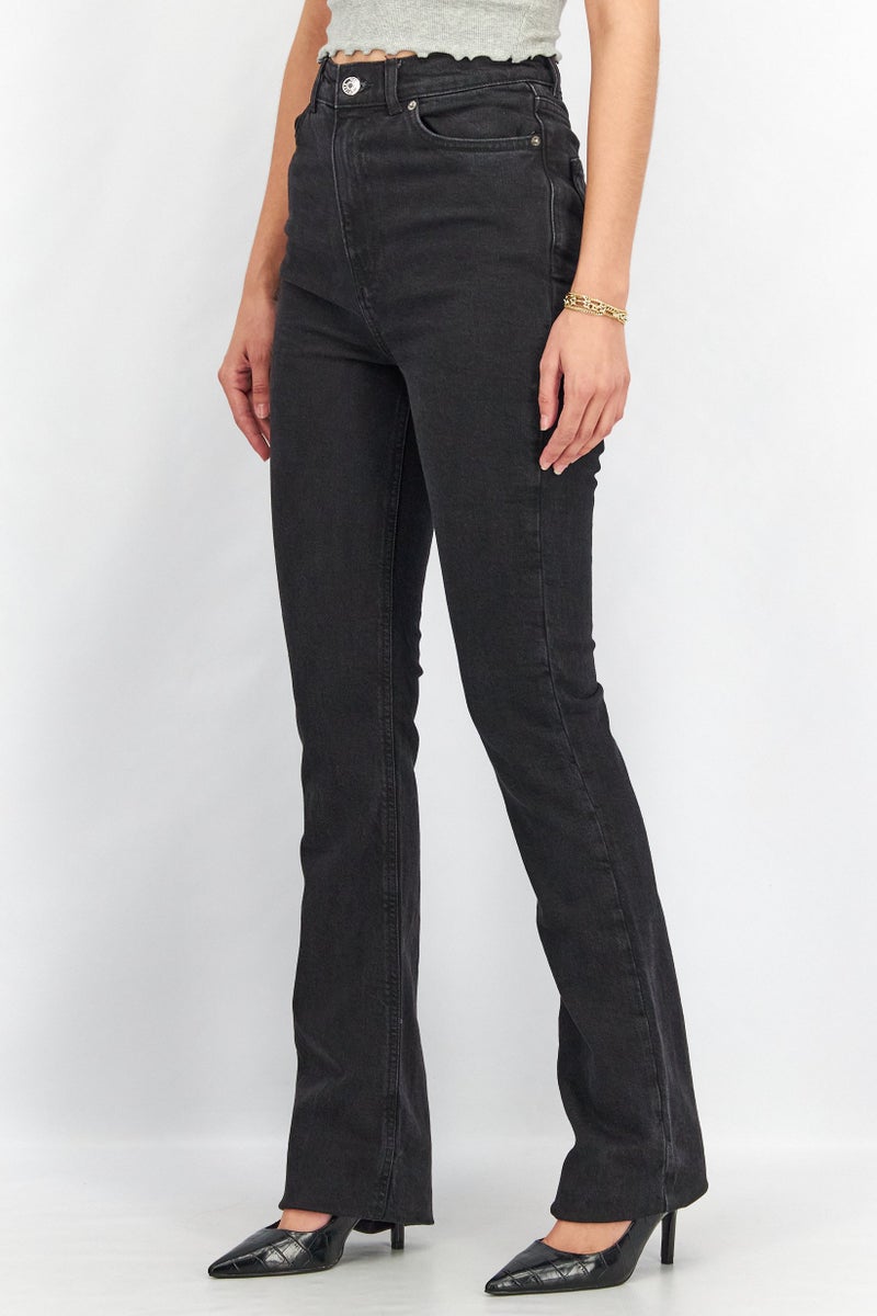 Women Regular Fit Washed Stretchable Denim Jeans, Black