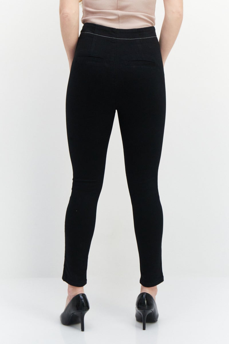 Women Slim Fit Studded Stretchable Jeans, Black