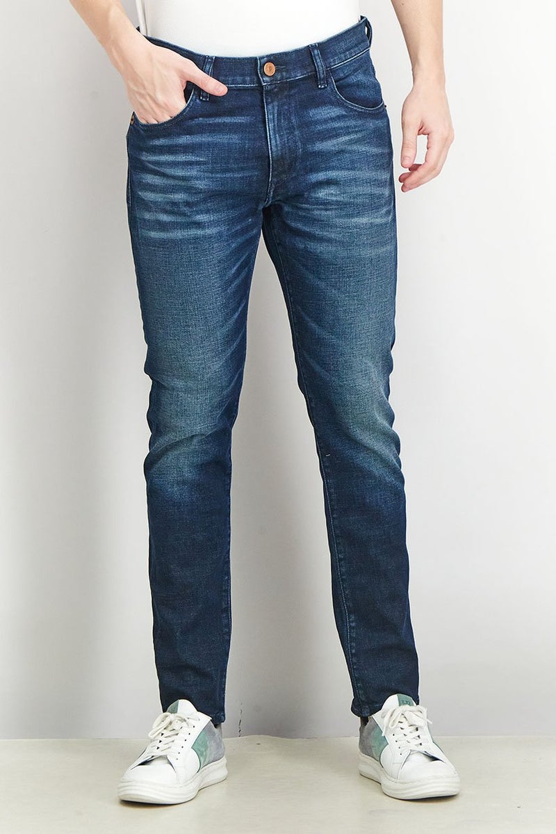 Men D-Strukt Slim Fit Washed Stretchable Jeans, Navy