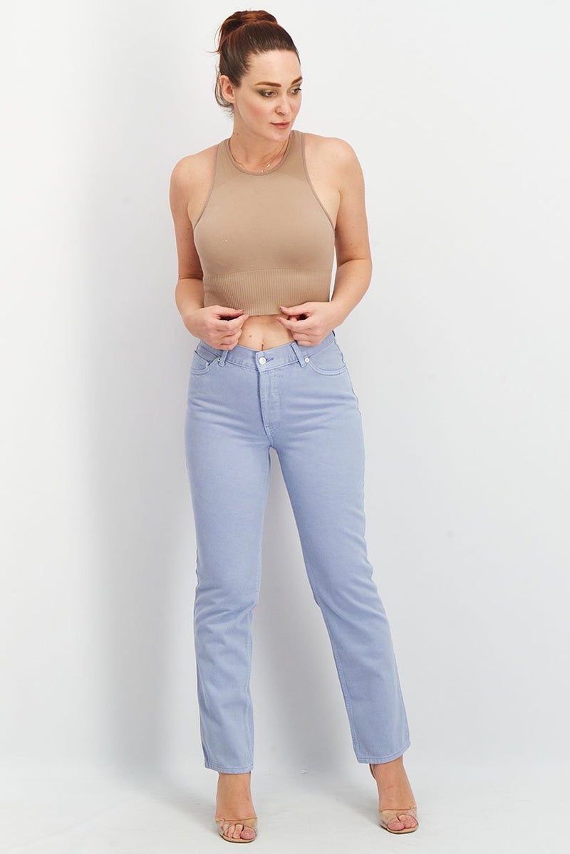 Women Regular Fit Textured Non-Stretchable Jeans, Light Blue