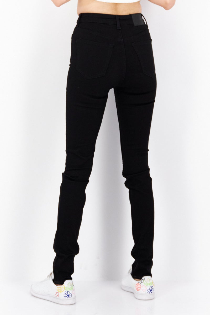 Women Skinny Fit Solid Stretchable Jeans, Black