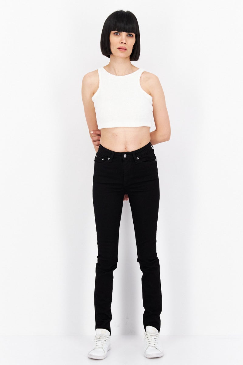 Women Skinny Fit Solid Stretchable Jeans, Black