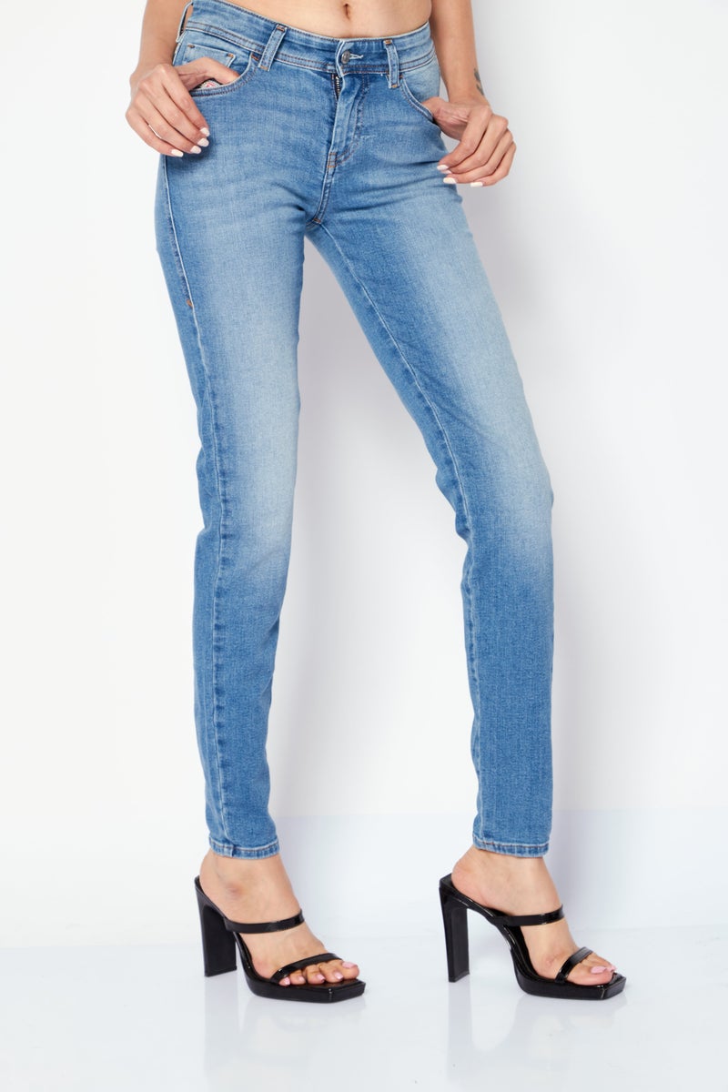Women Super Skinny Fit Washed Stretchable Jeans, Blue