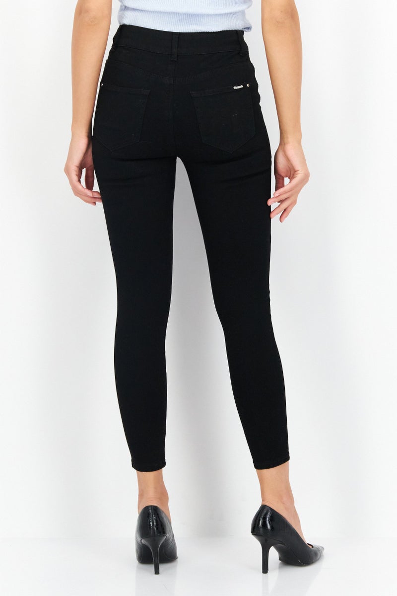Women Slim Fit Solid Stretchable Denim Jeans, Black
