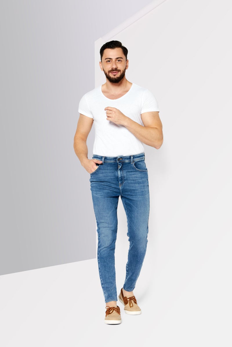 Men Skinny Fit Washed Stretchable Denim Jeans, Blue