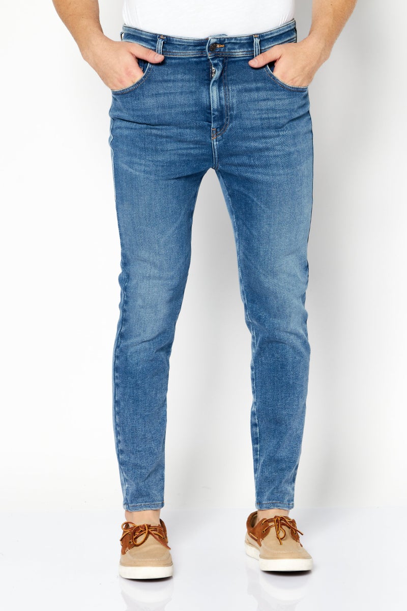 Men Skinny Fit Washed Stretchable Denim Jeans, Blue