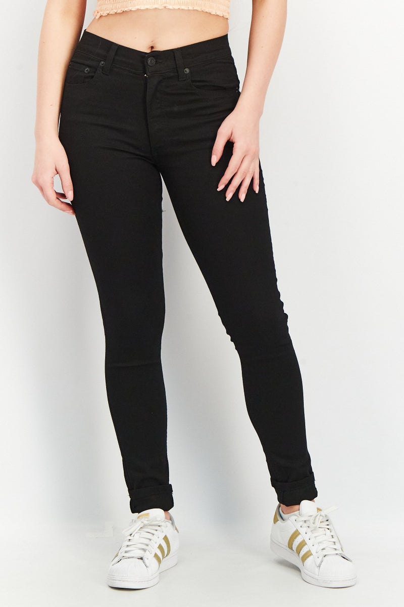 Women Regular Fit Plain Stretchable Jeans, Black