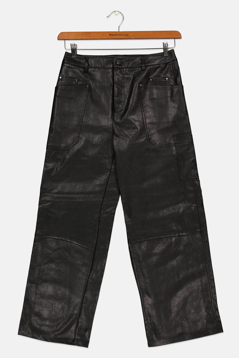 Kids Girl Regular Fit Solid Wide Leg Pants, Black