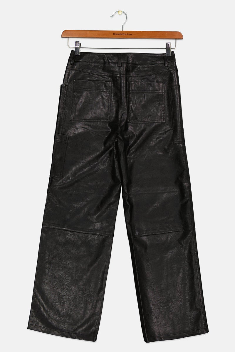 Kids Girl Regular Fit Solid Wide Leg Pants, Black
