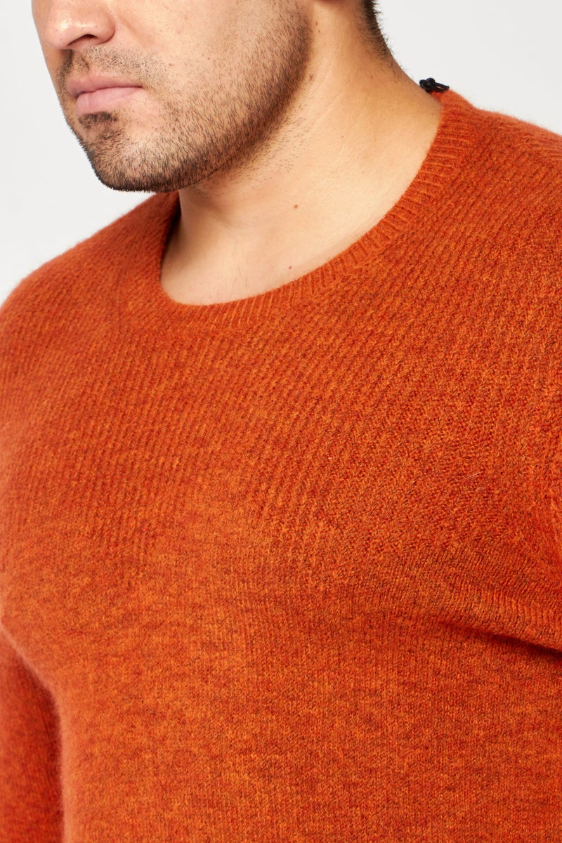 Men Crew Neck Long Sleeve Knitted Sweater, Brown