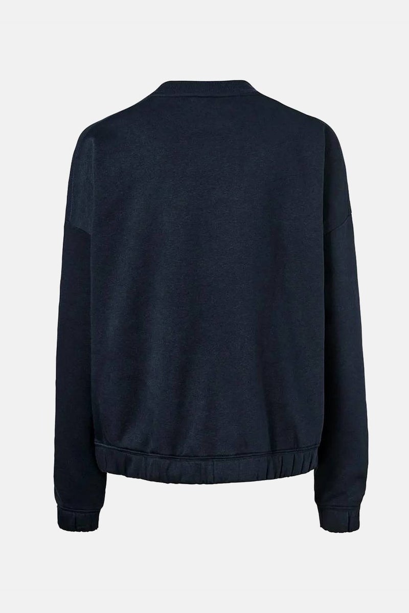 Women Crew Neck Plain Sweater, Navy