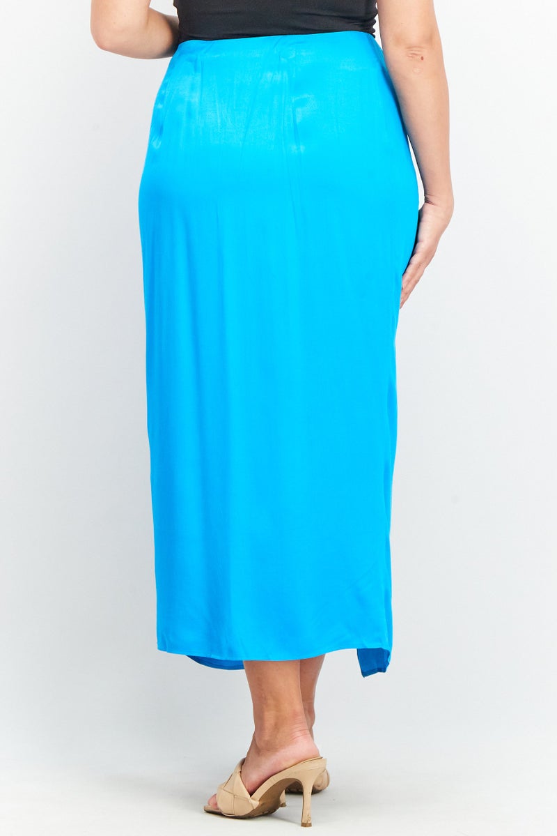 Women Solid Maxi Skirt, Blue